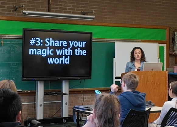 Chelsea presenting 'Share your magic with the world'